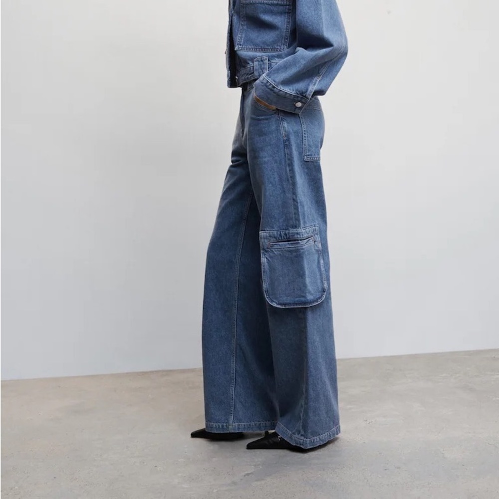 Mango wide leg cargo jeans